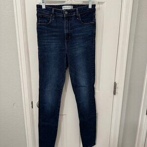 Abercrombie and Fitch The Super Skinny High Rise Dark Wash Women's Jeans, 27/4L